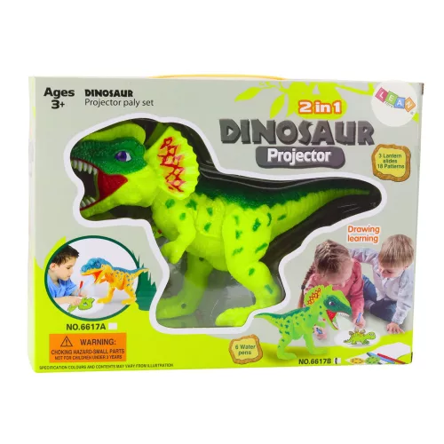 Dinoszaurusz projektor markerekkel és sablonokkal