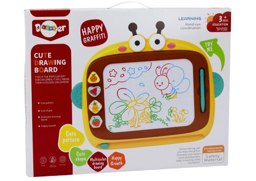 Mágneses festőtábla 4 színű leírással 4 bélyeg, rózsaszín