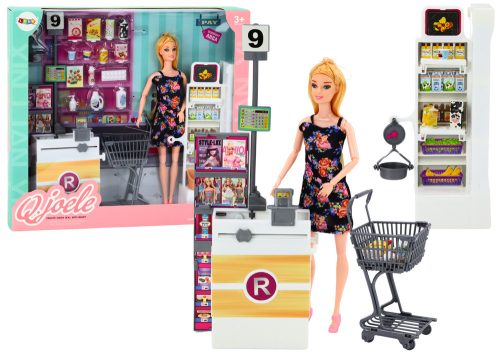 Állítsa be a babát a szupermarketek polcaira, bevásárlókosárba, élelmiszertermékekbe