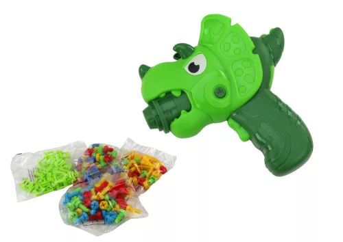 Asztali bőrönd DIY szett Puzzle Blocks Dinosaur csavarhúzó 249 darab.