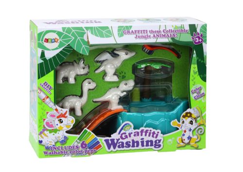 Művészi festéskészlet dinoszauruszokhoz, kád csúszda figurákhoz, filctollak