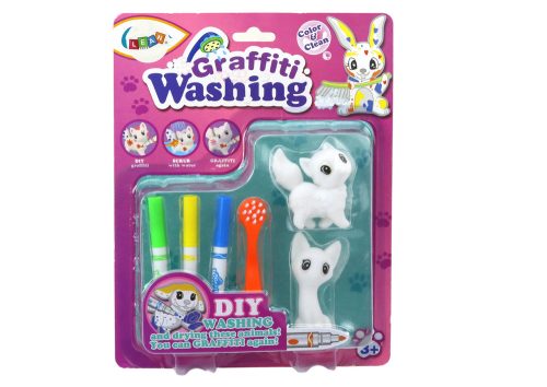 DIY művészeti készlet cica figurák 2 db marker ecset