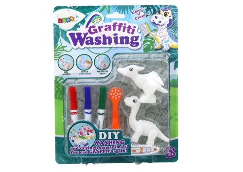 DIY művészeti készlet dinoszaurusz figurák 2 db marker ecset