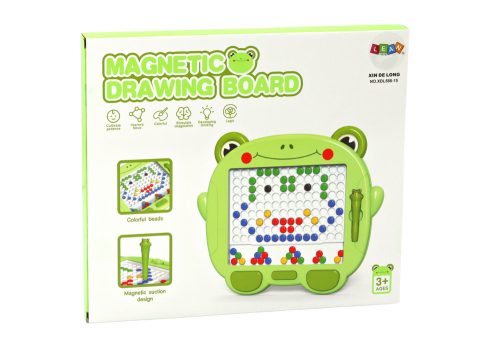 Mágneses oktatási tábla béka tollpárna zöld gyöngyökkel