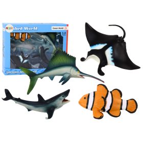 Tengeri állatfigura szett cápa delfin rája 5 db