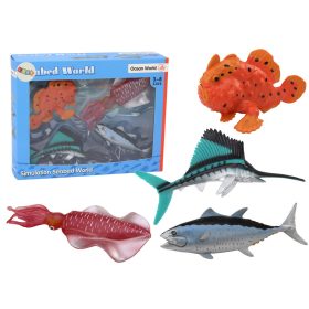   Tengeri állatok, óceáni halak, tintahalak figurakészlet 4 darab