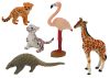 Állatok figurák zsiráf flamingó elefánt tigris halmaza