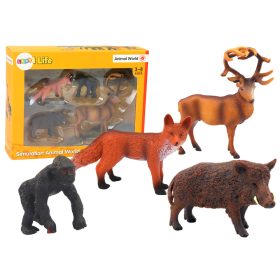   Figurák készlete: erdei állatok, szarvas, vaddisznó, róka, gorilla