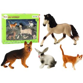 Állatfigurák készlete Ló kutya nyúl macska 4 darab