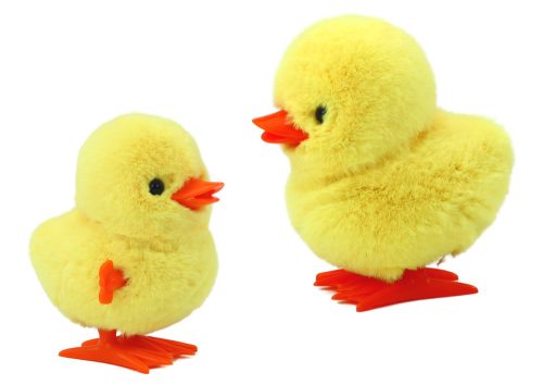 Ugró csirke felhúzható plüssjáték dekoráció sárga