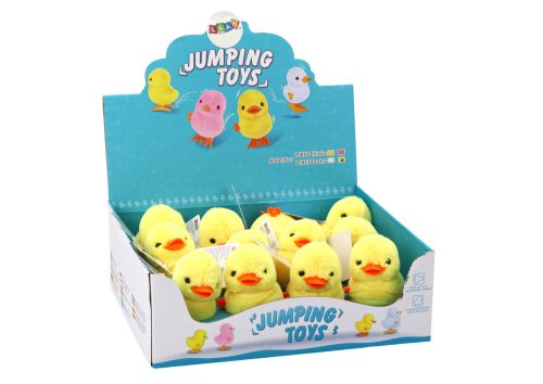 Ugró csirke felhúzható plüssjáték dekoráció sárga