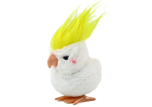 Ugró papagáj felhúzható plüssjáték dekoráció fehér