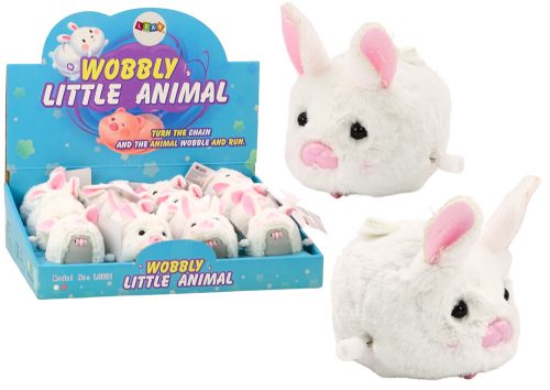 Óraműves nyuszi lovaglójáték dekoráció fehér