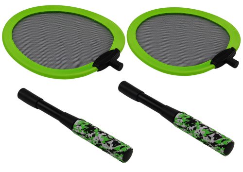 2 tollaslabda ütőből és 2 tollaslabda labdából álló készlet, zöld