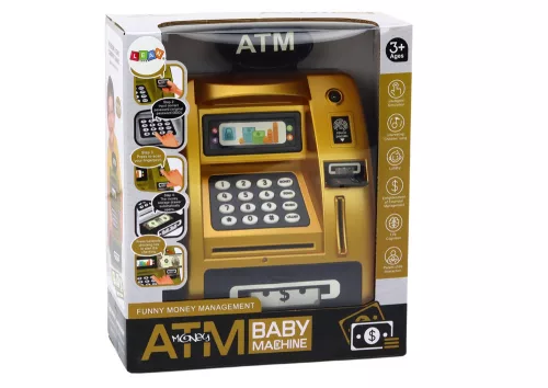 ATM Piggy Bank gyerekeknek, akik megtanulják megtakarítani az aranyat, fekete