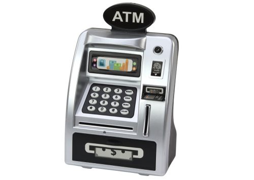 ATM malacpersely gyerekeknek, akik megtanulnak spórolni ezüstfekete
