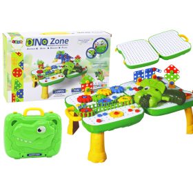   Asztali bőrönd DIY szett Puzzle Blocks Dinosaur csavarhúzó 249 darab.