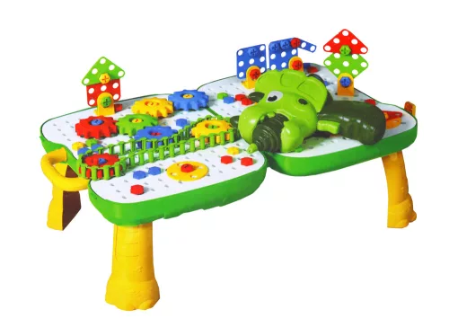 Asztali bőrönd DIY szett Puzzle Blocks Dinosaur csavarhúzó 249 darab.