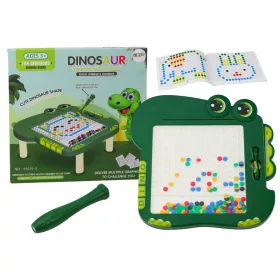   Oktató mágneses tábla dinoszaurusz pad kirakó zöld gyöngyök