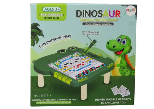 Oktató mágneses tábla dinoszaurusz pad kirakó zöld gyöngyök