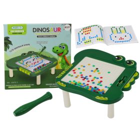Dinoszaurusz oktatási mágnestábla asztallap puzzle zöld