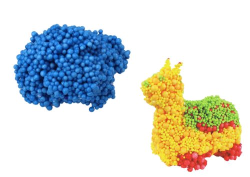 Squishy hungarocell golyók kék pohárban