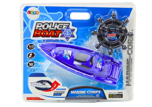 Távirányítós Police Boat RC Blue távirányító 27MHz