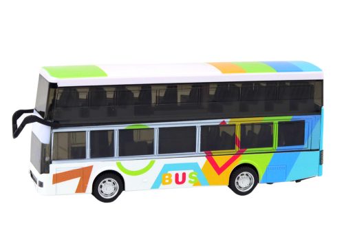 Emeletes busz fém meghajtóval, színes fényekkel, hangokkal