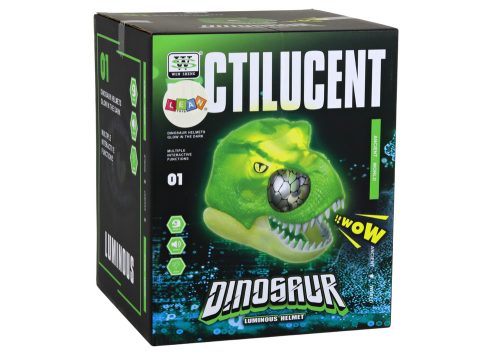 Zöld dinoszaurusz maszk állítható fejpántos fényekkel és hangokkal
