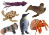 Tengeri állatok, növények, figurák, szett, 8 db