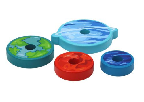 Piramis szortírozó fából készült piramis puzzle bolygók Space 10 db.