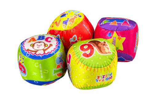 Puha golyók szett Színes oktató csörgő golyók 4 db.