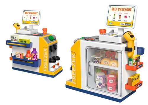 Szupermarket pénztárgép szkenner fények és hangok készlet