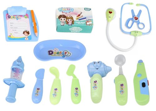 Kis orvos orvosi készlet bőröndben világít kék hangok