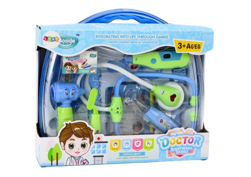 Kis orvos orvosi készlet bőröndben világít kék hangok