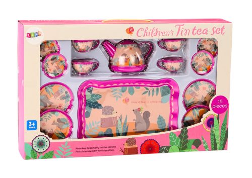 Kávés teakészlet Csésze Vízforraló Tálca Pink Cafe 15 db.