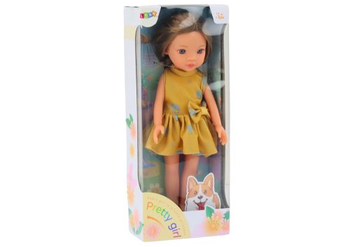 Baba Sárga Ruha Barna Haj Nagy baba 33cm