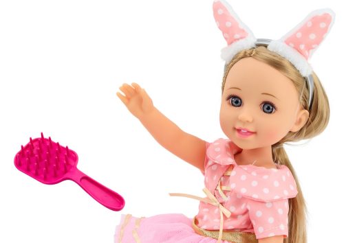 Doll Pink ruha hosszú hajú fejpántok kefe 38cm