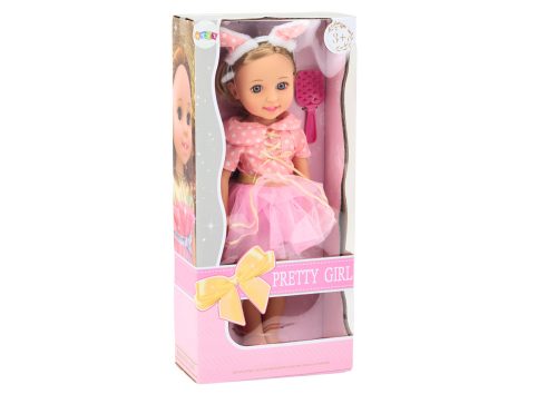 Doll Pink ruha hosszú hajú fejpántok kefe 38cm