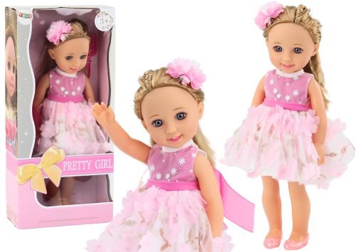 Doll Pink ruha, hosszú hajú hajtűkefe 38cm