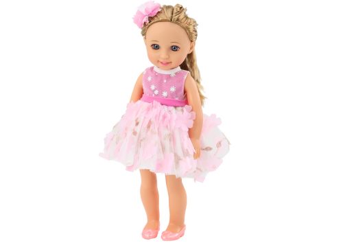 Doll Pink ruha, hosszú hajú hajtűkefe 38cm