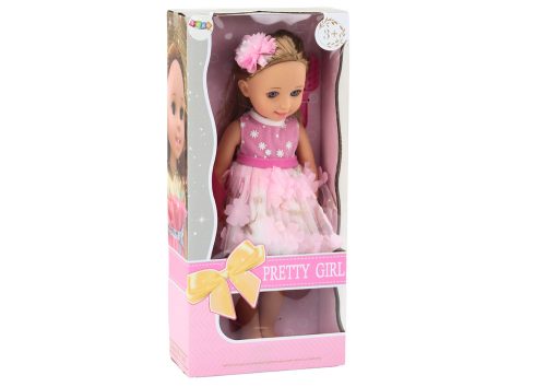 Doll Pink ruha, hosszú hajú hajtűkefe 38cm