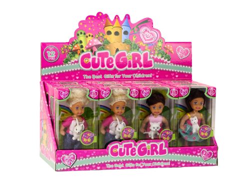 Mini baba hosszú hajjal, színes állatruhákkal