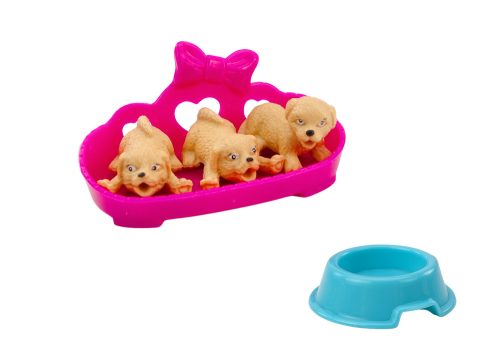 Mini baba hosszú hajruha, három kutya ágy