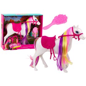   Ló figura fehér ló ápoló nyereg istálló farm Aranyos ló