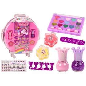   Kozmetikai készlet köröm sminkbőröndben Rózsaszín bőrönd 12 db.