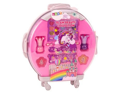 Kozmetikai készlet köröm sminkbőröndben Rózsaszín bőrönd 12 db.