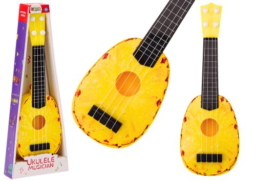 ﻿﻿Ukulele gyerekeknek minigitár 4 húros ananász témájú sárga gitár 15″
