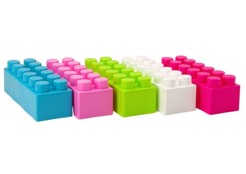Nagy, hosszúkás építőkockák zacskóban Színes matricák 20 db