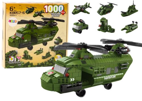 Katonai helikopter blokk készlet Military Green 1000 db